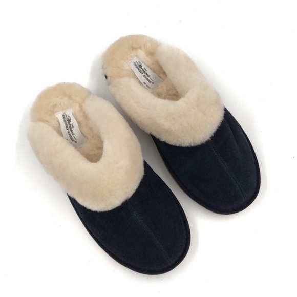 The Vermont Country Store Navy Leather Upper with Australian Shearling Size 10 - Picture 2 of 10